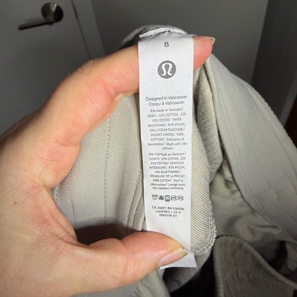 *Lululemon Scuba MR Wide-Leg Pant Velvet Cord - Raw Linen - Size 12 - Picture 5 of 5